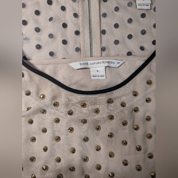 Diane Von Furstenberg Studded Rhinestone Silk Sleeveless Abrielle Mini Dress - Picture 10 of 14